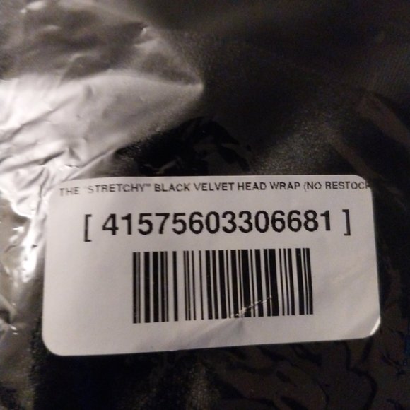 Wrapped by Nellz Black Velvet Headwrap NWT - Picture 2 of 2
